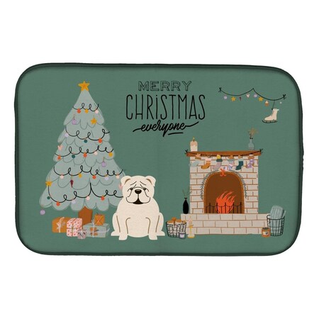 Carolines Treasures 14 x 21 in. White English Bulldog Christmas Everyone Dish Drying Mat CK7686DDM